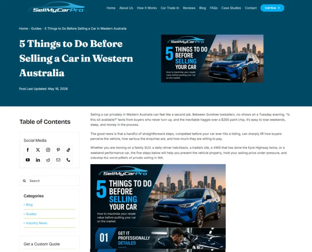 5 Things to do before selling a car in wa blog article