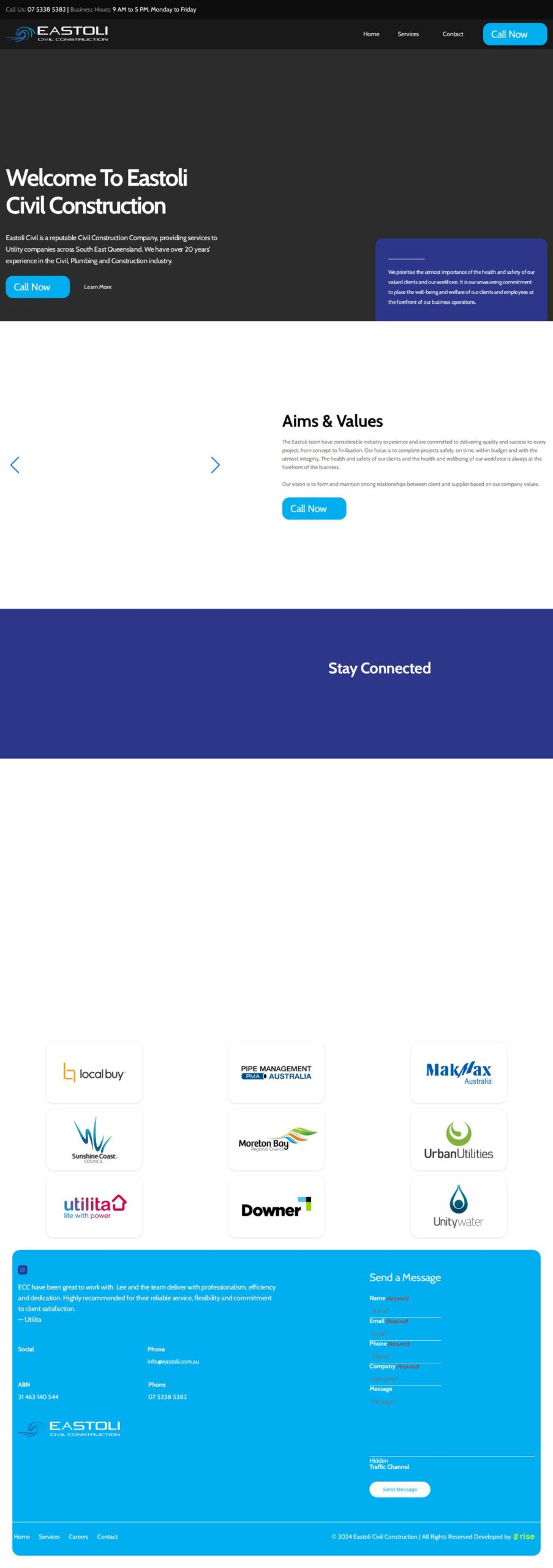 Eastoli Civil Construction homepage, before the DeCODE rebuild