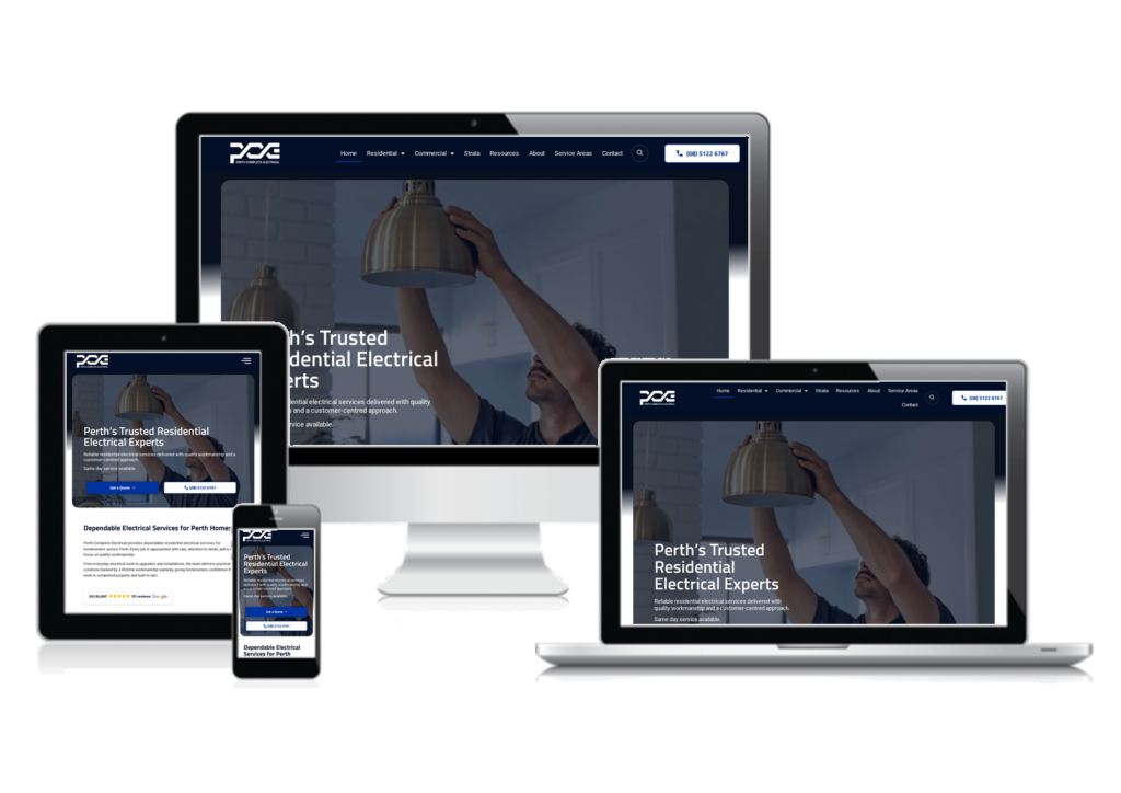 Perth Complete Electrical website built by DeCODE Digital