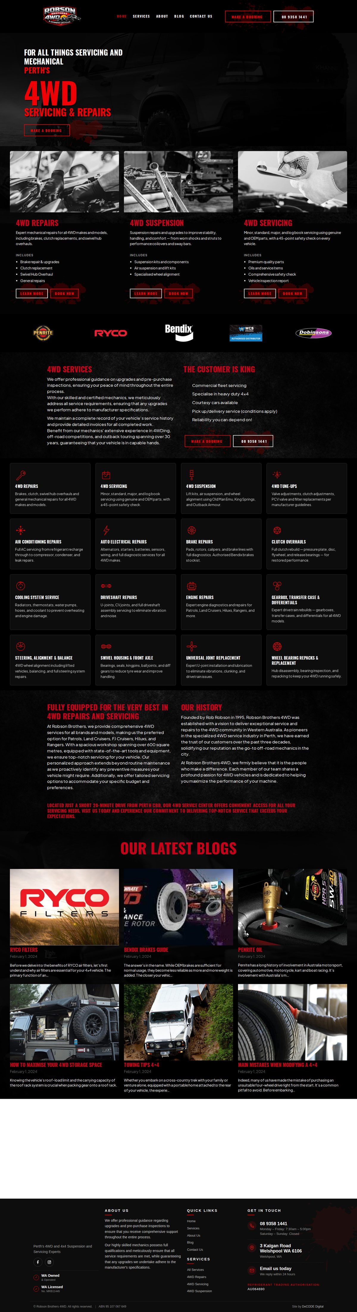 Robson Brothers 4WD homepage, after the DeCODE rebuild