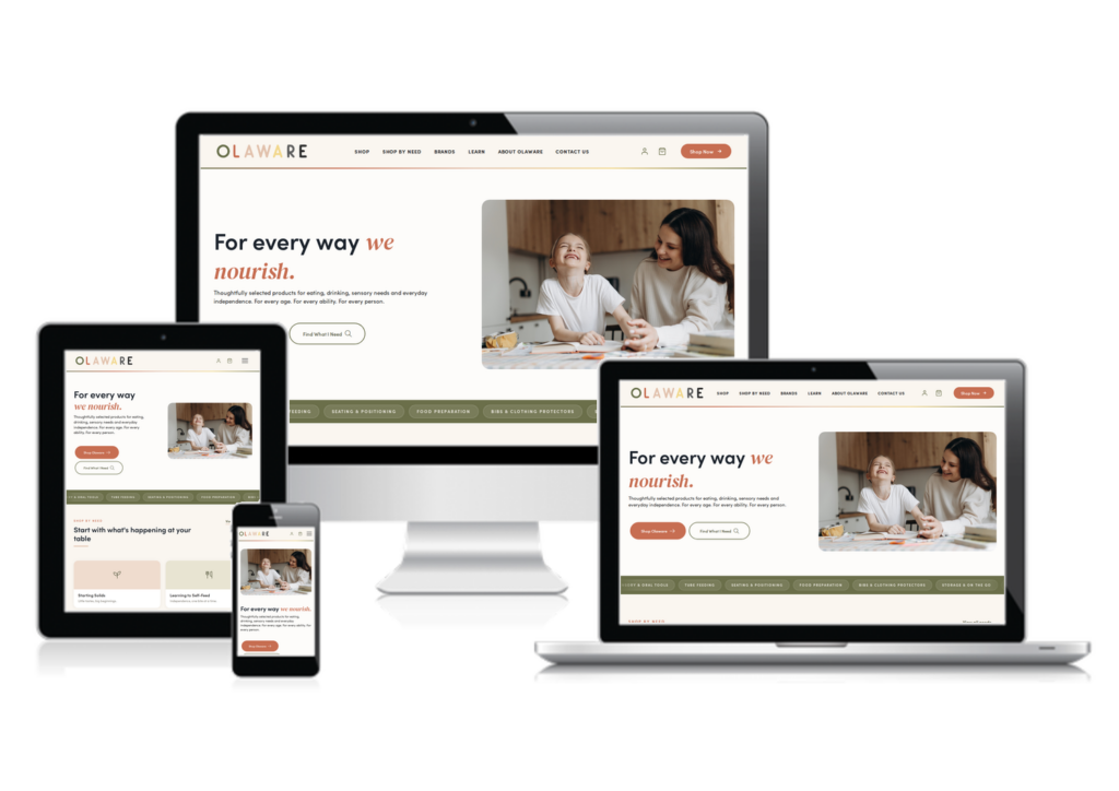 Olaware website shown on desktop, laptop, tablet and mobile