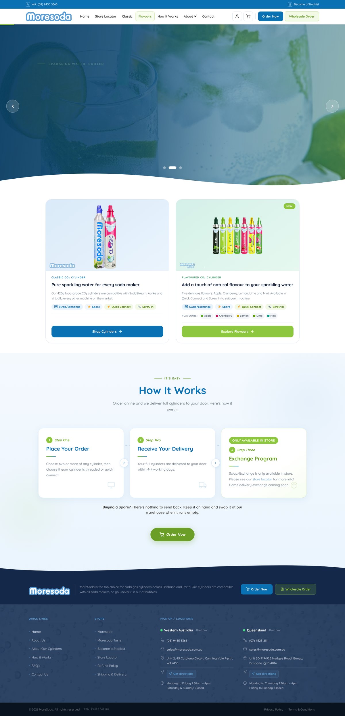 MoreSoda homepage, after the DeCODE rebuild