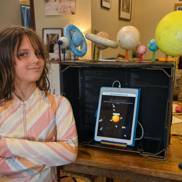 Parker and her vibe coded space diorama